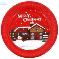 Assiettes carton x10 noel rouge