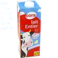Cora brique lait entier stérilisé uht 1l