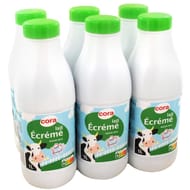 Cora lait  écrémé stérilisé uht bouteille 6 x 1l