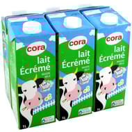 Cora lait écrémé brique  6x1l