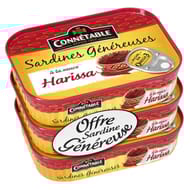 Connetable lot de 3x1/5 sardines genereuses a la sauce harissa 140g