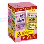 Alsa lots 7 sucres vanillé des îles + 8 levures chimiques 141g
