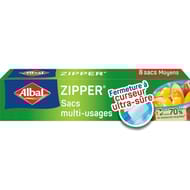 Albal 70% ressources recyclées zipper sacs multi-usages moyens modèles x8