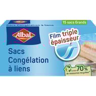 Albal 70% ressources recyclees sacs congelation liens grands modeles x15