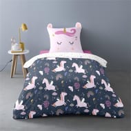 Parure housse de couette 140x200cm + 1 taie 63x63cm stella la licorne