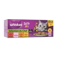 Whiskas tasty mix sachets fraîcheur sélection du chef en sauce pour chat 3.4kg