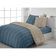 Parure drap plat micro frappée 240x290cm+drap plat 140x190cm+2 taies 63x63cm rayures