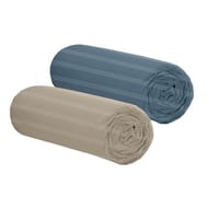 Drap housse microfibre frappée 160x200cm marine gris clair rayures