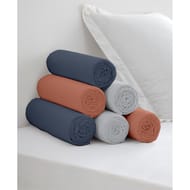 Drap housse microfibre lavée 90x190cm gris marine corail