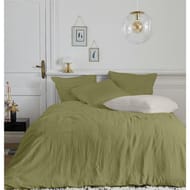 Parure housse de couette 240x220cm+2 taies 63x63cm gaze de coton kaki