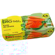 Nature bio pot bébé purée de carotte dès 4/6 mois 2x120g