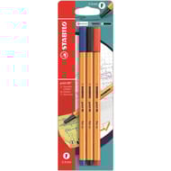 Stabilo 3 stylos feutres stabilo point 88 noir+bleu+rouge