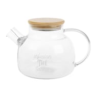 Theiere 1.1 l verre 0 14 cm h 13 cm avec couvercle en bambou