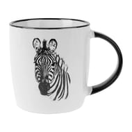Mug 33 cl gres 0 9 cm h 9.5 cm coloris blanc-noir decor zebre