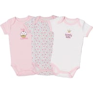 Lot de 3 bodies manches courtes bébé ROSE CUPCAKE 9 MOIS