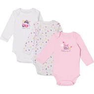 Lot de 3 bodies manches longues bébé ROSE PINGOUIN 9 MOIS