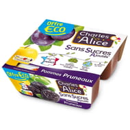 Charles & Alice sans sucre ajouté pomme pruneau 4x100g offre eco