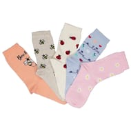 5 paires de mi chaussettes fantaisies fille Influx Basic PECHE/GRIS/ROSE/BLEU/ECRU 36\40