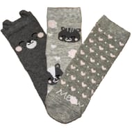3 paires mi chaussettes fantaisies bébé fille ours 3D INFLUX GRIS FONCE/GRIS CLAIR/COEURS 23\26
