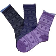 3 paires de mi chaussettes fantaisies fille coeurs, lunes, étoiles lurex INFLUX VIOLET/MARINE/BLEU FONCE 36\40