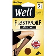 2 paires de mi bas transparent bord large résistant élastivoile Well GAZELLE TU