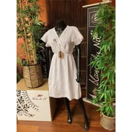 Robe coton nautic col V BLANC S/M