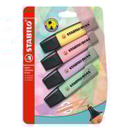 Blister carton 4 stabilo boss original pastel jaune+rose+lilas+menthe