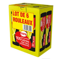 Cora lot 6 x10 sacs poubelle liens coulissant 100l