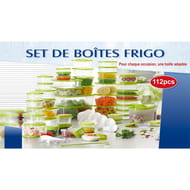 Ensemble de 112 pièces : boîtes de conservation + couvercles verts + accessoires