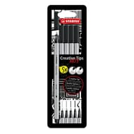 Etui carton x 5 stabilo creative tips arty - noir