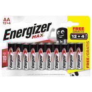 Energizer Max 16 piles AA (lr06) 12+4 piles gratuites