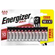 Energizer 16 piles Max AAA (lr03) 12+4 piles gratuites
