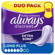 Always discreet incontinence serviettes vp long plus x16