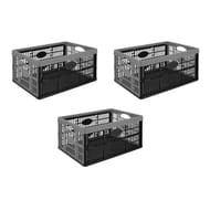 Lot 3 casiers pliants 32L noir/gris