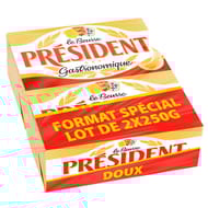 Président beurre gastronomique doux plaquette lot 2x250g format spécial