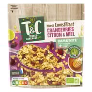 Terres et céréales muesli croustillant cranberries citron et miel bio 500g
