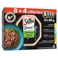 Sheba barquettes sauce collection sélection mixte pour chat adultes 8+4 1200g