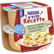 Nestlé p'tite recette risotto courgettes carottes jambon dès 8 mois  2x200g