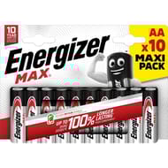Energizer 10 piles aa/lr06 max durent jusqu'a 100% plus longtemps
