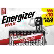 Energizer 10 piles aaa/lr3 max durent jusqu'a 100% plus longtemps