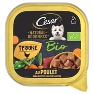 Cesar natural goodness bio barquette terrine pour chien adulte au poulet 100g