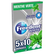 Freedent white chewing-gum sans sucres menthe verte 5x10-70g
