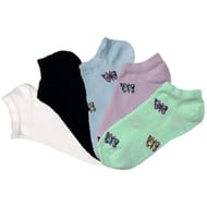 5 paires de socquettes fantaisies fille Influx Basic NOIR/BLANC/PARME/VERT/BLEU 36\40