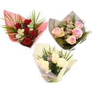 Bouquet 9t duo roses feuillage