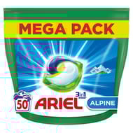 Ariel pods 3 en 1 lessive alpine x50 capsules 1.015kg
