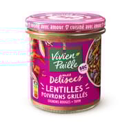 Vivien paille  les delicieuses lentilles au poivrons grilles bocal 300g