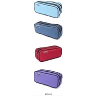 Trousse oxford 2 compartiments 2 zips 4 coloris assortis
