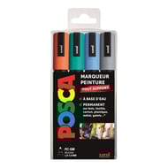 Posca 4 marqueurs pointe moyenne orange foncé, vert émeraude, bleu ciel & gris