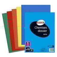 Cora lot de 15 chemises dossier 24x32 cm carte 220g couleurs vives