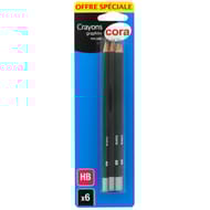 Cora lot de 6 crayons graphite HB